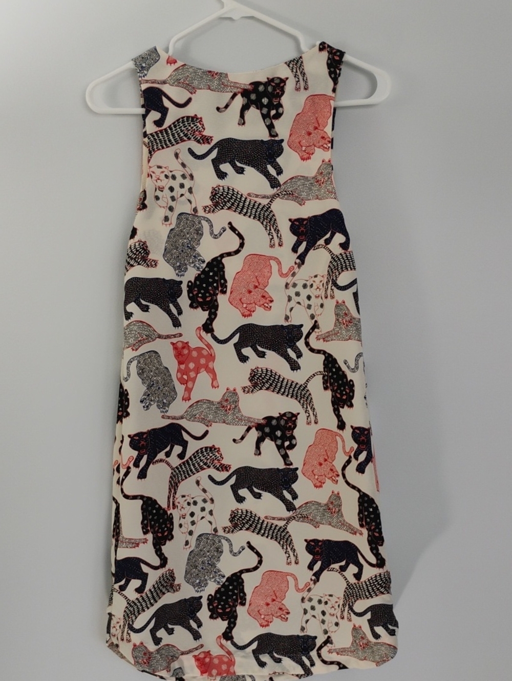 ✨H&M Jaguar Leopard Safari Print Sleeveless Mini Shift Dress Multicolor Size 6 - Picture 4 of 8